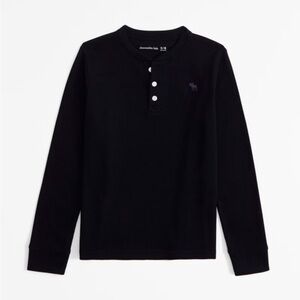 Abercrombie Kids Black Henley Waffle shirt Size 13/14